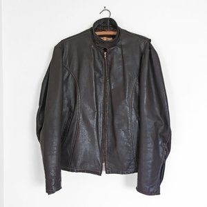 70s Cafe Racer Men's LEATHER Jacket with Zip-Out Liner, Size 46